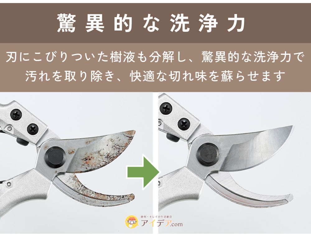 密着ジェル!園芸刃物クリーナー:驚異的な洗浄力