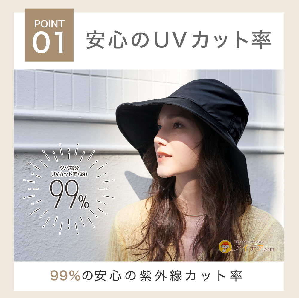 ワイドUV涼やかハット:安心のUVカット率