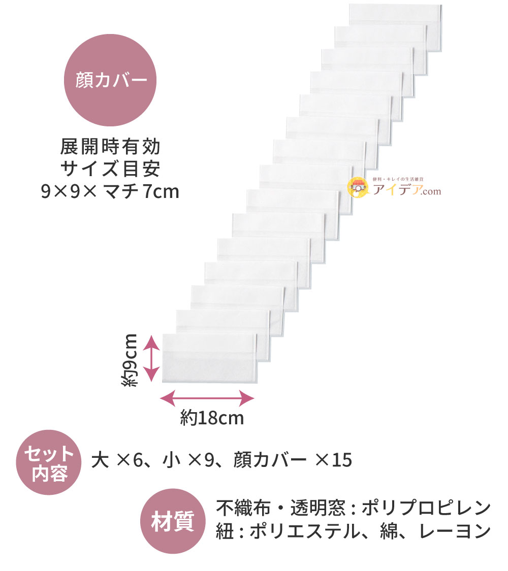 ひな人形収納パック(大小セット):サイズ顔カバー