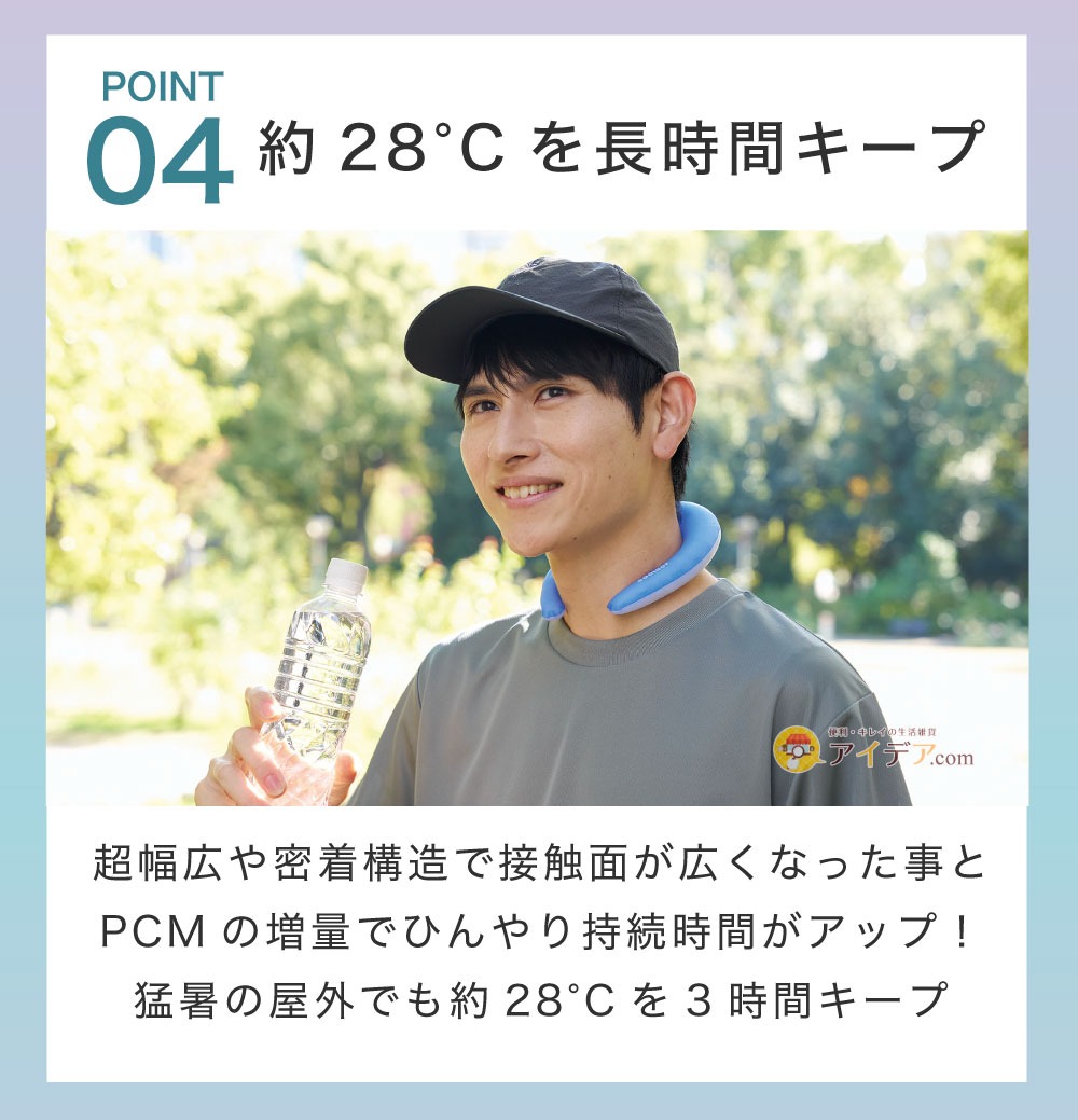 COOLOOPネックリングプラス ブルー:約27°Cを長時間キープ