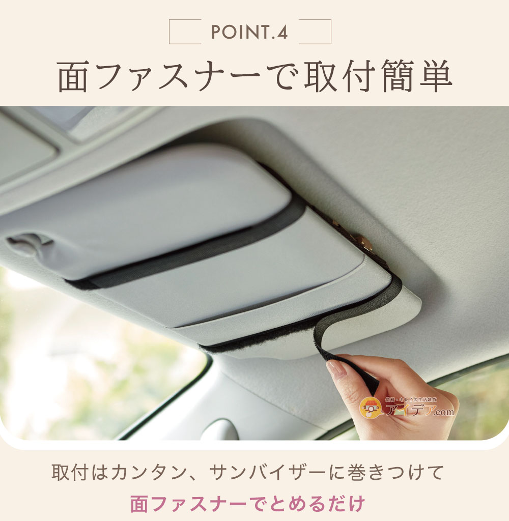 面ファスナーで取付簡単
