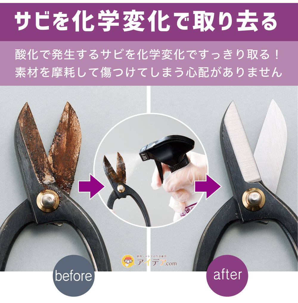 密着ジェル!サビ取り先生:サビを化学変化で取り去る