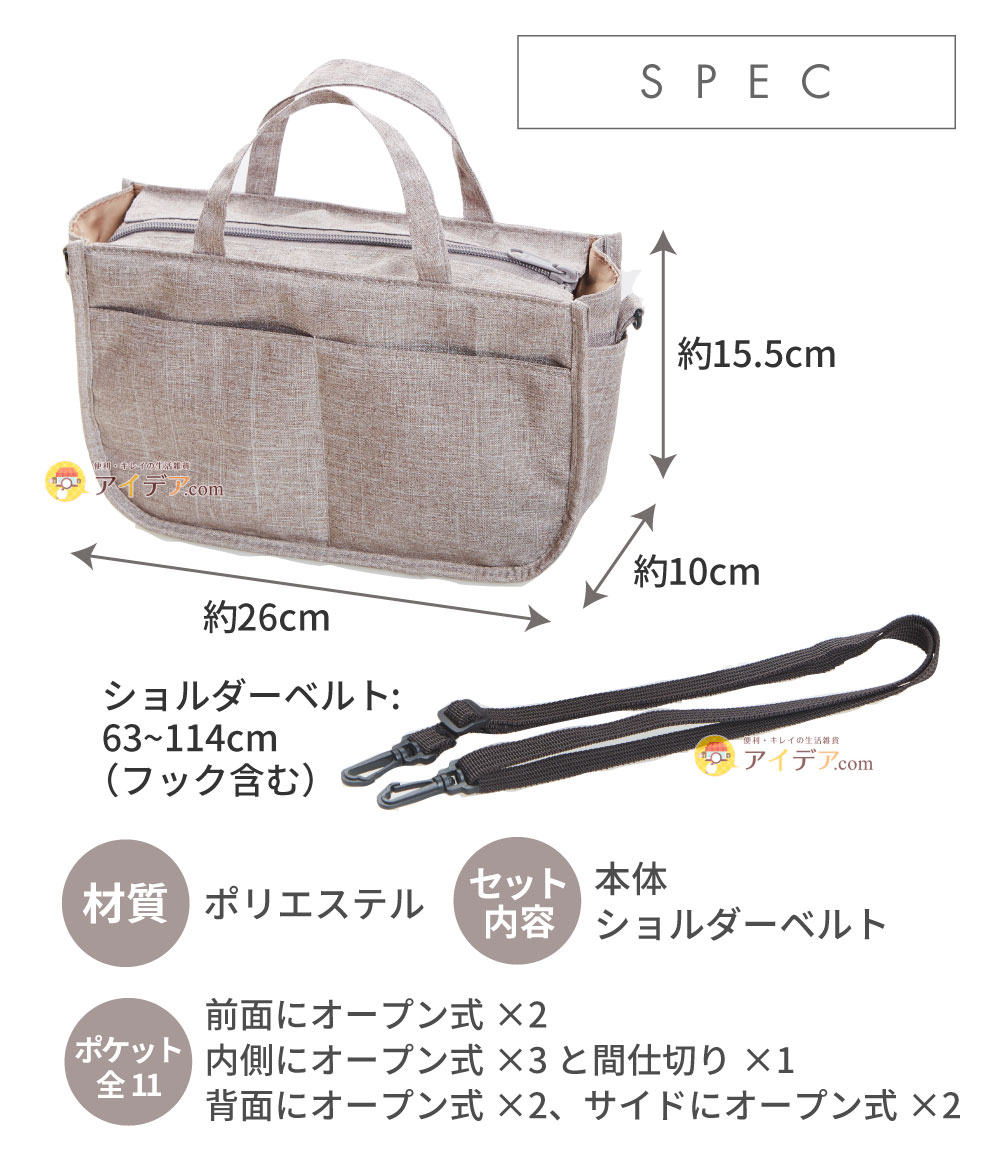 バッグにもなるスキミング対策バッグイン:サイズ