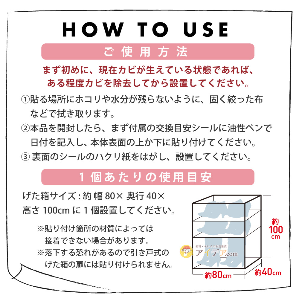 パワーバイオげた箱のカビきれい:ご使用方法