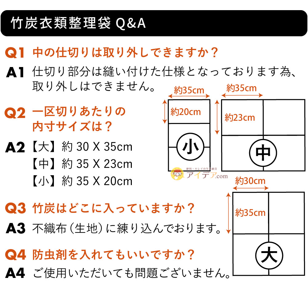 竹炭衣類整理袋・小:竹炭衣類整理袋Q&A