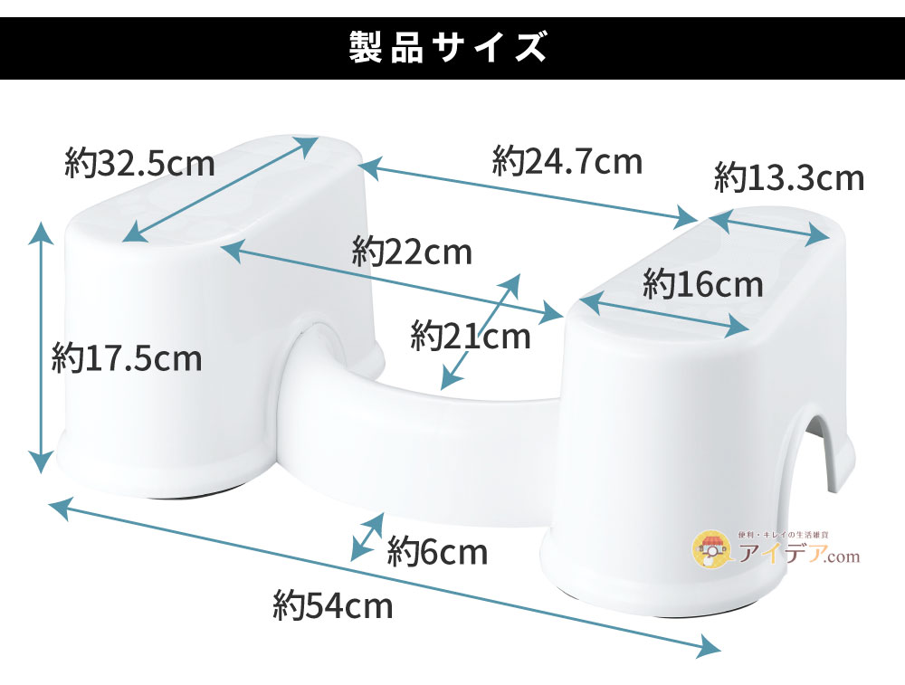 スッキリサポートトイレの踏み台:製品サイズ